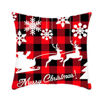 HKM-864659 Christmas Elk and Santa Claus Short Plush Cushion Cover - 45cm Decorative Pillowcase for Home Decor