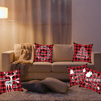 HKM-864659 Christmas Elk and Santa Claus Short Plush Cushion Cover - 45cm Decorative Pillowcase for Home Decor