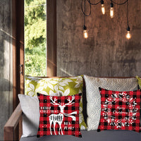 HKM-864659 Christmas Elk and Santa Claus Short Plush Cushion Cover - 45cm Decorative Pillowcase for Home Decor