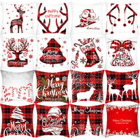 HKM-864659 Christmas Elk and Santa Claus Short Plush Cushion Cover - 45cm Decorative Pillowcase for Home Decor