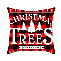 HKM-864659 Christmas Elk and Santa Claus Short Plush Cushion Cover - 45cm Decorative Pillowcase for Home Decor