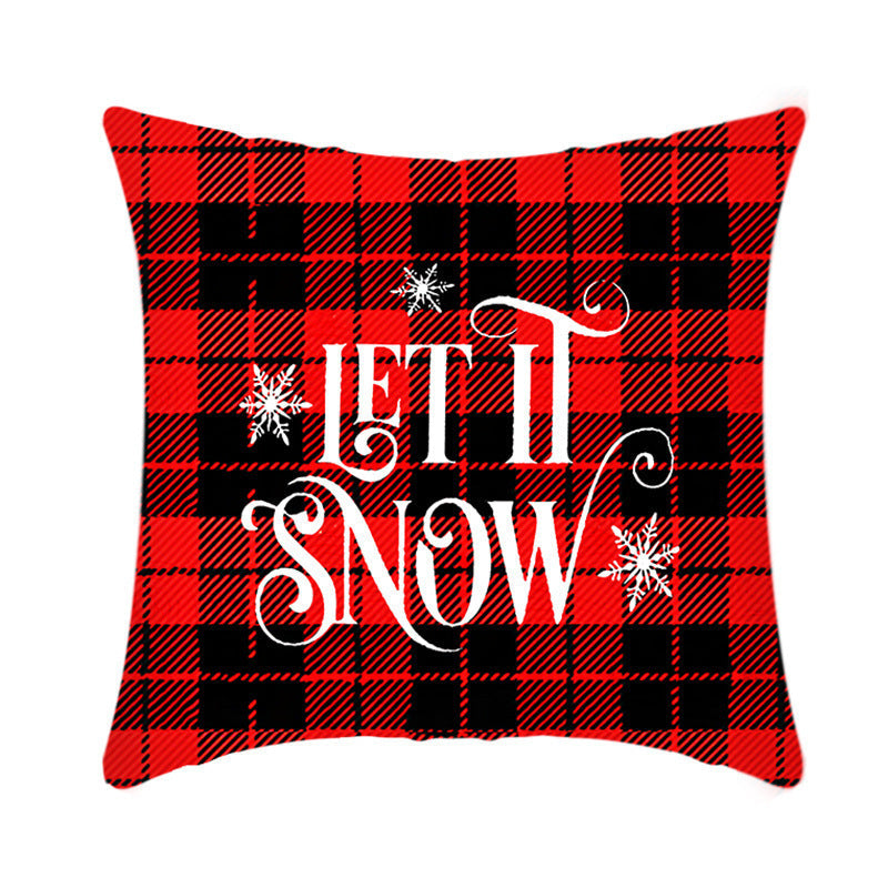 HKM-864659 Christmas Elk and Santa Claus Short Plush Cushion Cover - 45cm Decorative Pillowcase for Home Decor