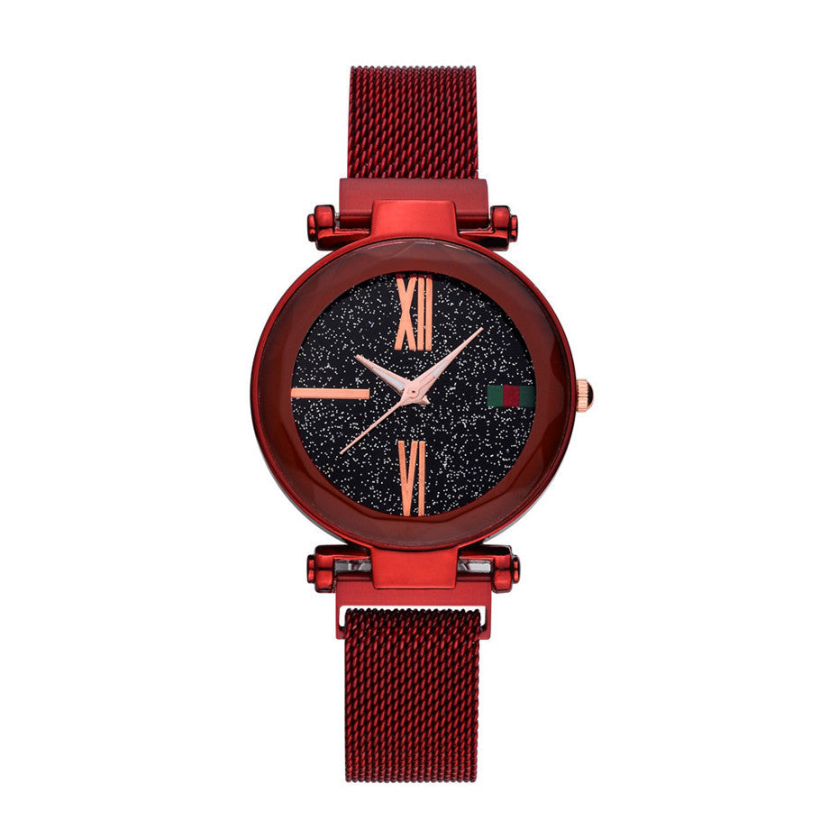 HKM-864787 Elegant Women's Magnet Watch with Stainless Steel Strap, Round Dial, Multiple Color Options