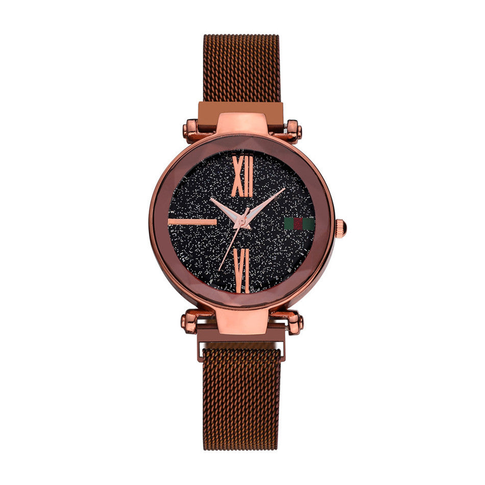 HKM-864787 Elegant Women's Magnet Watch with Stainless Steel Strap, Round Dial, Multiple Color Options