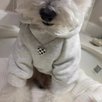 HKM-864851 Light Gray Velvet Retro Hoodie for Small to Large Dogs