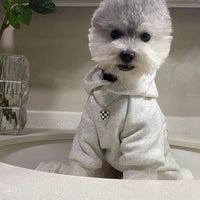 HKM-864851 Light Gray Velvet Retro Hoodie for Small to Large Dogs