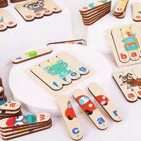 HKM-864851 Wooden Letter Matching Puzzle for Kids - Animal Themed Word Game for Early Learning