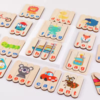 HKM-864851 Wooden Letter Matching Puzzle for Kids - Animal Themed Word Game for Early Learning