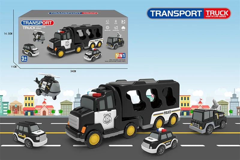 HKM-864915 5-in-1 Friction Power Police Truck Toy for Toddlers Ages 2-13