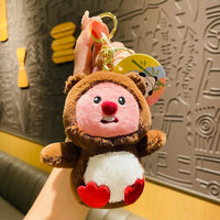 HKM-865107 Kawaii Detachable Animal Hat Bag Pendant Plush Doll - Cute Beaver Plush Keychain