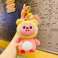 HKM-865107 Kawaii Detachable Animal Hat Bag Pendant Plush Doll - Cute Beaver Plush Keychain