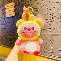 HKM-865107 Kawaii Detachable Animal Hat Bag Pendant Plush Doll - Cute Beaver Plush Keychain