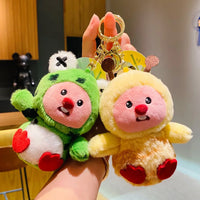 HKM-865107 Kawaii Detachable Animal Hat Bag Pendant Plush Doll - Cute Beaver Plush Keychain