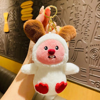 HKM-865107 Kawaii Detachable Animal Hat Bag Pendant Plush Doll - Cute Beaver Plush Keychain