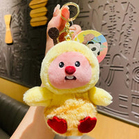 HKM-865107 Kawaii Detachable Animal Hat Bag Pendant Plush Doll - Cute Beaver Plush Keychain