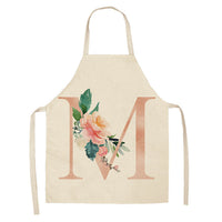 HKM-865107 Sleeveless Antifouling Apron in Cotton and Linen with Letter Patterns - One Size