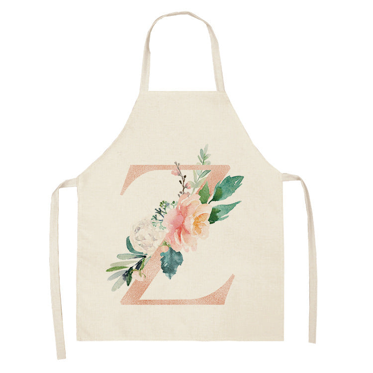 HKM-865107 Sleeveless Antifouling Apron in Cotton and Linen with Letter Patterns - One Size
