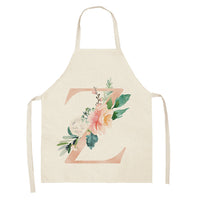 HKM-865107 Sleeveless Antifouling Apron in Cotton and Linen with Letter Patterns - One Size
