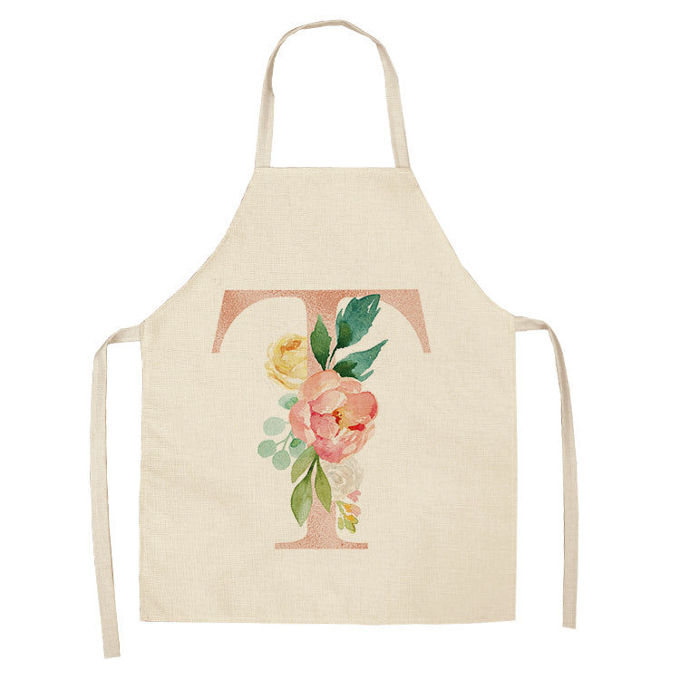 HKM-865107 Sleeveless Antifouling Apron in Cotton and Linen with Letter Patterns - One Size