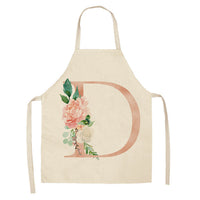 HKM-865107 Sleeveless Antifouling Apron in Cotton and Linen with Letter Patterns - One Size