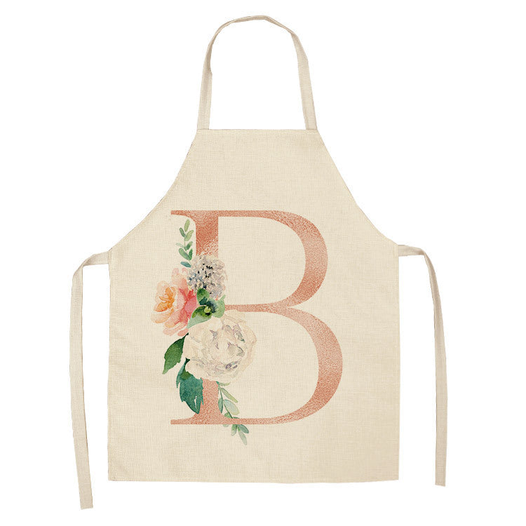 HKM-865107 Sleeveless Antifouling Apron in Cotton and Linen with Letter Patterns - One Size