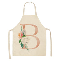 HKM-865107 Sleeveless Antifouling Apron in Cotton and Linen with Letter Patterns - One Size