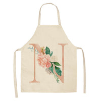 HKM-865107 Sleeveless Antifouling Apron in Cotton and Linen with Letter Patterns - One Size