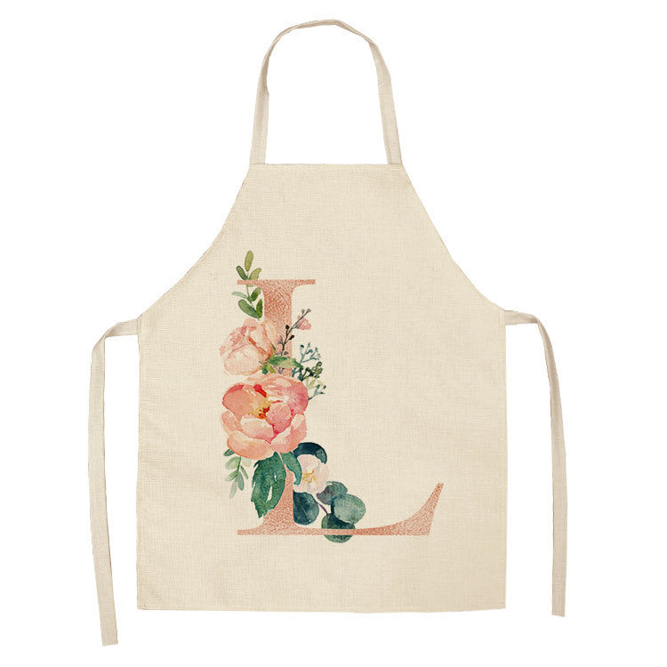 HKM-865107 Sleeveless Antifouling Apron in Cotton and Linen with Letter Patterns - One Size
