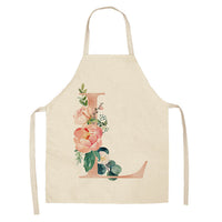 HKM-865107 Sleeveless Antifouling Apron in Cotton and Linen with Letter Patterns - One Size