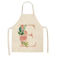 HKM-865107 Sleeveless Antifouling Apron in Cotton and Linen with Letter Patterns - One Size