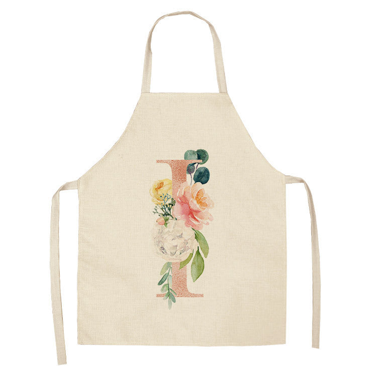 HKM-865107 Sleeveless Antifouling Apron in Cotton and Linen with Letter Patterns - One Size
