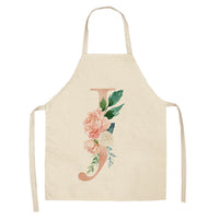 HKM-865107 Sleeveless Antifouling Apron in Cotton and Linen with Letter Patterns - One Size