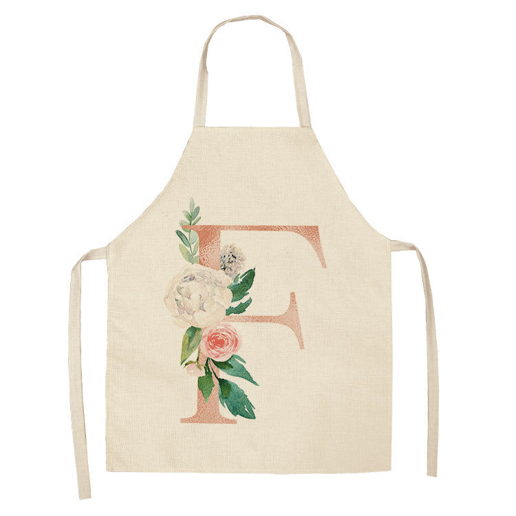 HKM-865107 Sleeveless Antifouling Apron in Cotton and Linen with Letter Patterns - One Size
