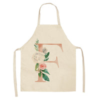 HKM-865107 Sleeveless Antifouling Apron in Cotton and Linen with Letter Patterns - One Size