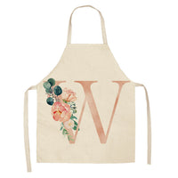 HKM-865107 Sleeveless Antifouling Apron in Cotton and Linen with Letter Patterns - One Size
