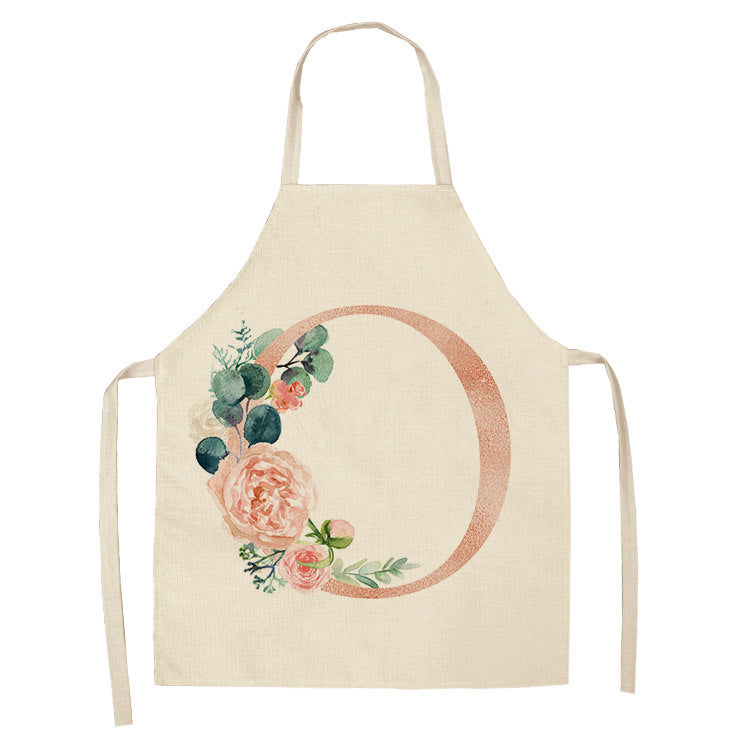 HKM-865107 Sleeveless Antifouling Apron in Cotton and Linen with Letter Patterns - One Size
