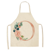 HKM-865107 Sleeveless Antifouling Apron in Cotton and Linen with Letter Patterns - One Size