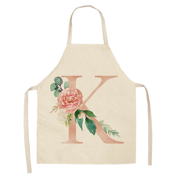 HKM-865107 Sleeveless Antifouling Apron in Cotton and Linen with Letter Patterns - One Size