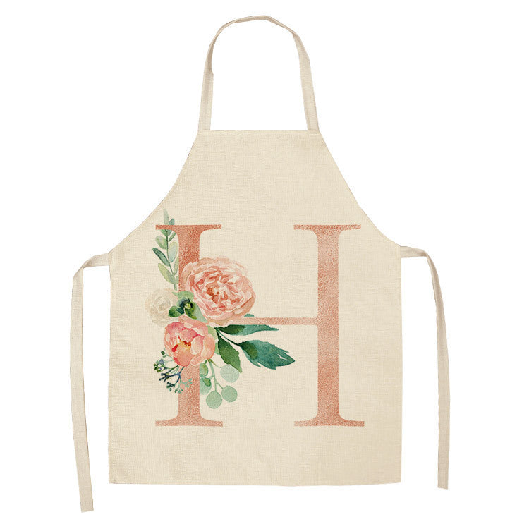 HKM-865107 Sleeveless Antifouling Apron in Cotton and Linen with Letter Patterns - One Size
