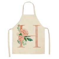 HKM-865107 Sleeveless Antifouling Apron in Cotton and Linen with Letter Patterns - One Size