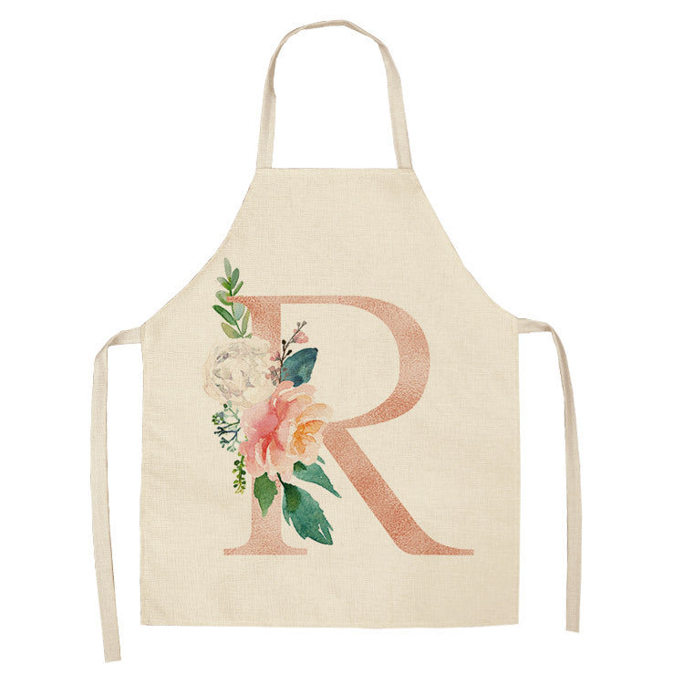 HKM-865107 Sleeveless Antifouling Apron in Cotton and Linen with Letter Patterns - One Size