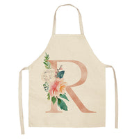 HKM-865107 Sleeveless Antifouling Apron in Cotton and Linen with Letter Patterns - One Size