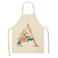 HKM-865107 Sleeveless Antifouling Apron in Cotton and Linen with Letter Patterns - One Size