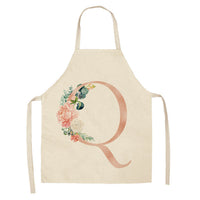 HKM-865107 Sleeveless Antifouling Apron in Cotton and Linen with Letter Patterns - One Size