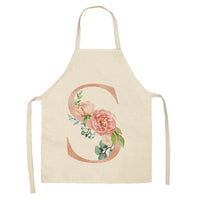 HKM-865107 Sleeveless Antifouling Apron in Cotton and Linen with Letter Patterns - One Size