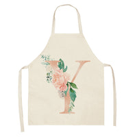 HKM-865107 Sleeveless Antifouling Apron in Cotton and Linen with Letter Patterns - One Size