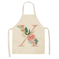 HKM-865107 Sleeveless Antifouling Apron in Cotton and Linen with Letter Patterns - One Size
