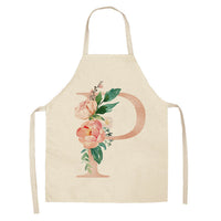 HKM-865107 Sleeveless Antifouling Apron in Cotton and Linen with Letter Patterns - One Size