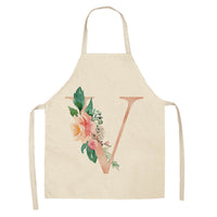 HKM-865107 Sleeveless Antifouling Apron in Cotton and Linen with Letter Patterns - One Size