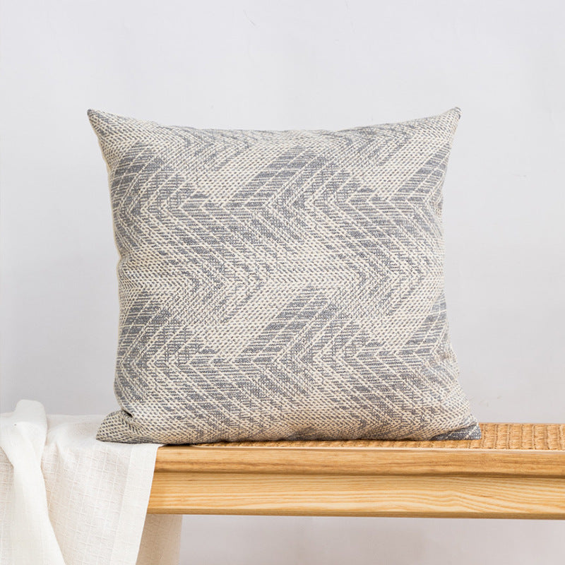 HKM-865235 Loop Velvet Geometric Pattern Pillow Cover with Four Fur Balls, 45x45cm and 30x50cm Options
